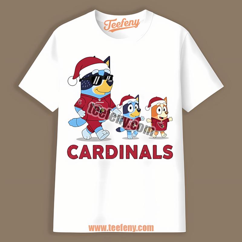 Arizona Cardinals Bluey Family Santa Hat Christmas Parade Shirt