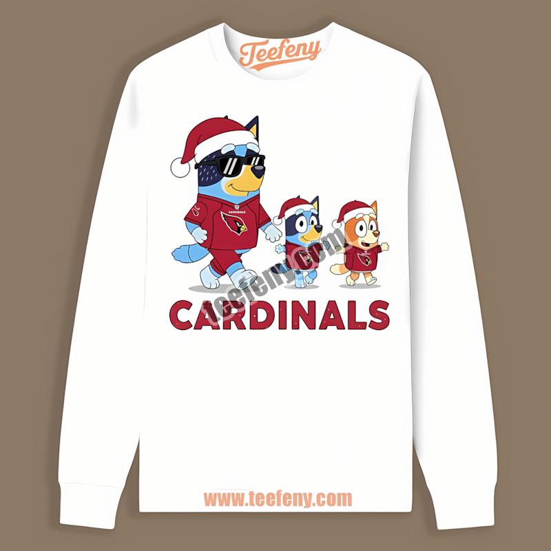 Arizona Cardinals Bluey Family Santa Hat Christmas Parade Long Sleeve Arizona Cardinals Bluey Family Santa Hat Christmas Parade Long Sleeve