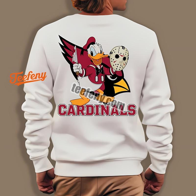 Arizona Cardinals Donald Duck Jason Mask Halloween Long Sleeve Arizona Cardinals Donald Duck Jason Mask Halloween Long Sleeve