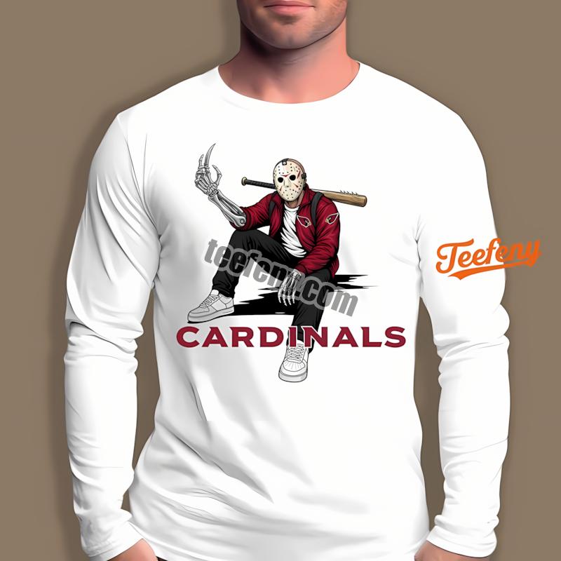 Arizona Cardinals Jason Voorhees Street Halloween Adults Long Sleeve Arizona Cardinals Jason Voorhees Street Halloween Adults Long Sleeve