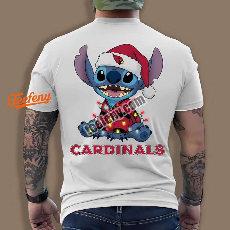 Arizona Cardinals Stitch Christmas Lights Holiday Shirt