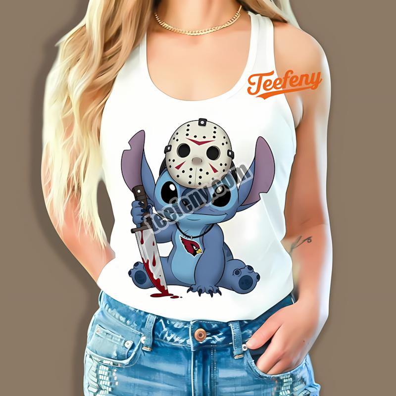 Arizona Cardinals Stitch Jason Halloween Cotton Tanktop Arizona Cardinals Stitch Jason Halloween Cotton Tanktop