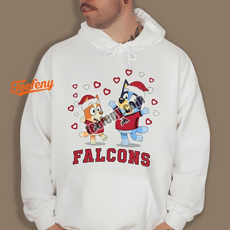 Atlanta Falcons Bluey Bingo Christmas Dancing Vintage Hoodie Atlanta Falcons Bluey Bingo Christmas Dancing Vintage Hoodie