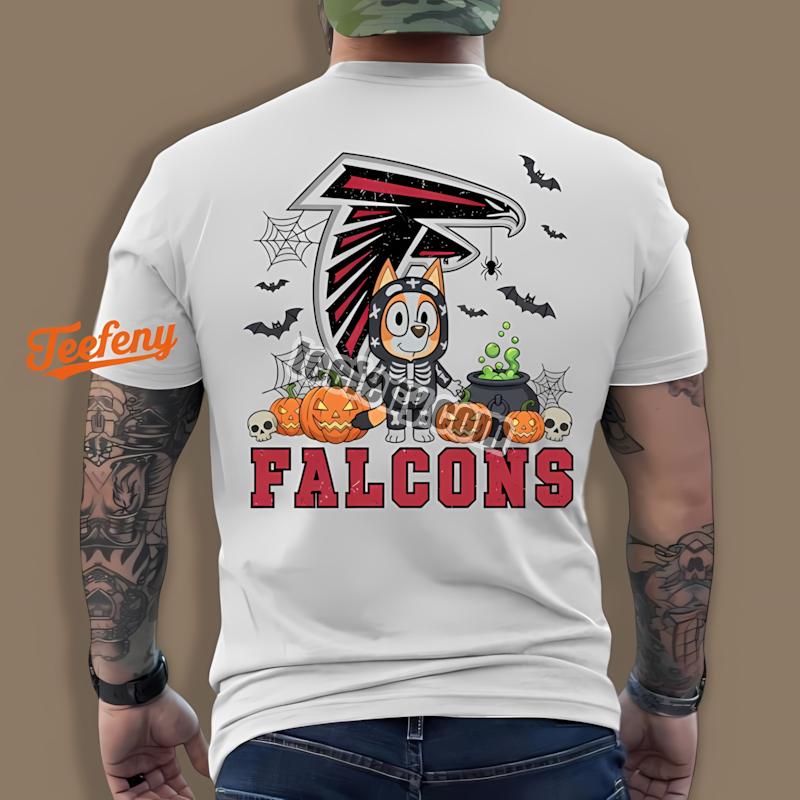 Atlanta Falcons Bluey Bingo Holding Hands Graphic Shirt