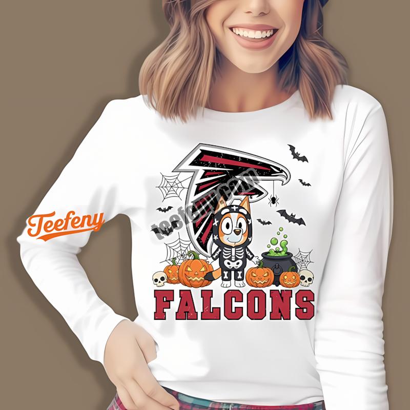Atlanta Falcons Bluey Bingo Holding Hands Graphic Long Sleeve Atlanta Falcons Bluey Bingo Holding Hands Graphic Long Sleeve