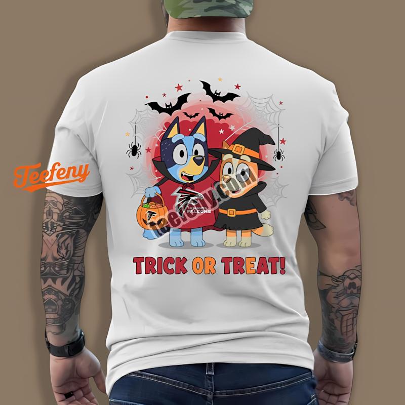 Atlanta Falcons Bluey Bingo Trick Or Treat Halloween Shirt