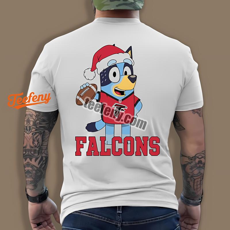 Atlanta Falcons Bluey Christmas Santa Hat Color Shirt