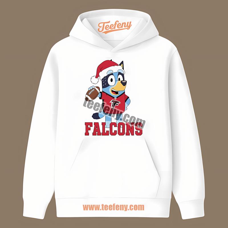 Atlanta Falcons Bluey Christmas Santa Hat Color Hoodie Atlanta Falcons Bluey Christmas Santa Hat Color Hoodie