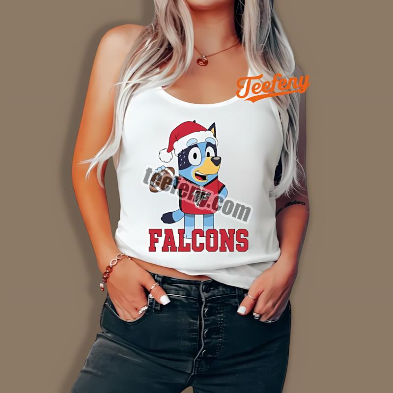 Atlanta Falcons Bluey Christmas Santa Hat Color Tanktop Atlanta Falcons Bluey Christmas Santa Hat Color Tanktop