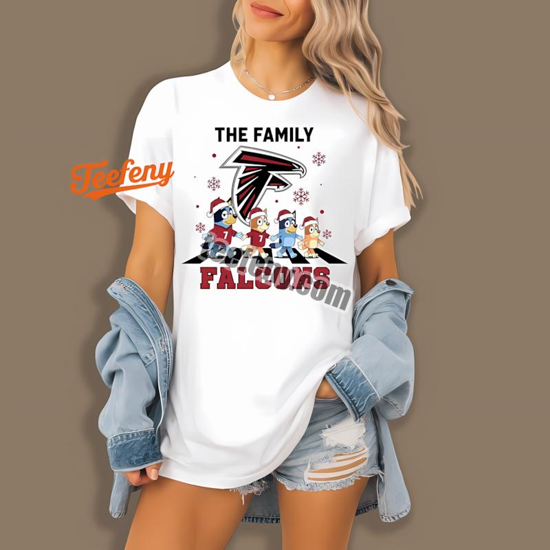 Atlanta Falcons Bluey Family Christmas Snowflake Shirt