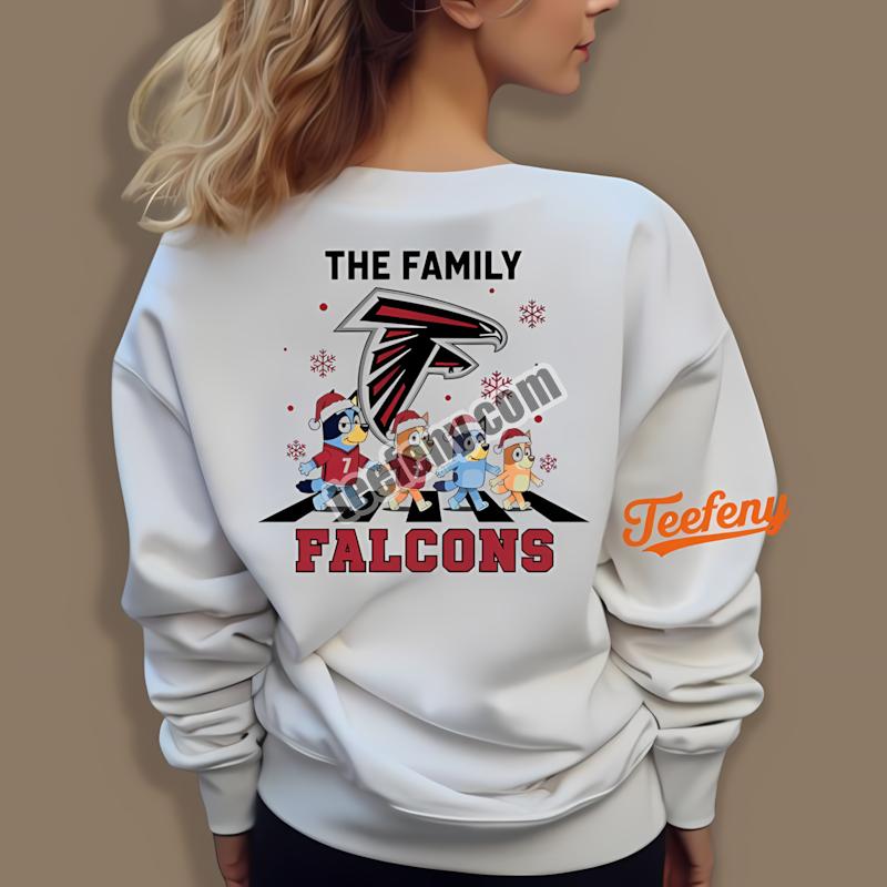Atlanta Falcons Bluey Family Christmas Snowflake Long Sleeve Atlanta Falcons Bluey Family Christmas Snowflake Long Sleeve
