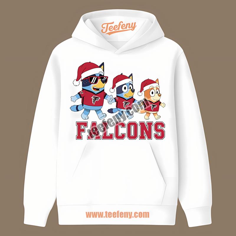Atlanta Falcons Bluey Family Santa Hat Christmas Parade Hoodie Atlanta Falcons Bluey Family Santa Hat Christmas Parade Hoodie
