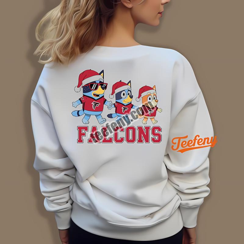 Atlanta Falcons Bluey Family Santa Hat Christmas Parade Long Sleeve Atlanta Falcons Bluey Family Santa Hat Christmas Parade Long Sleeve