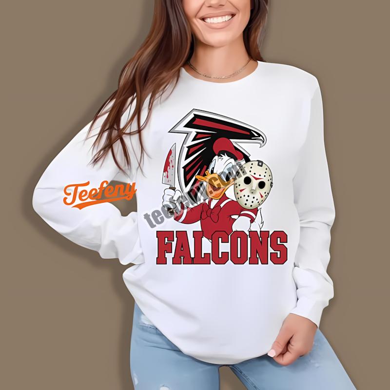 Atlanta Falcons Donald Duck Jason Mask Halloween Long Sleeve Atlanta Falcons Donald Duck Jason Mask Halloween Long Sleeve