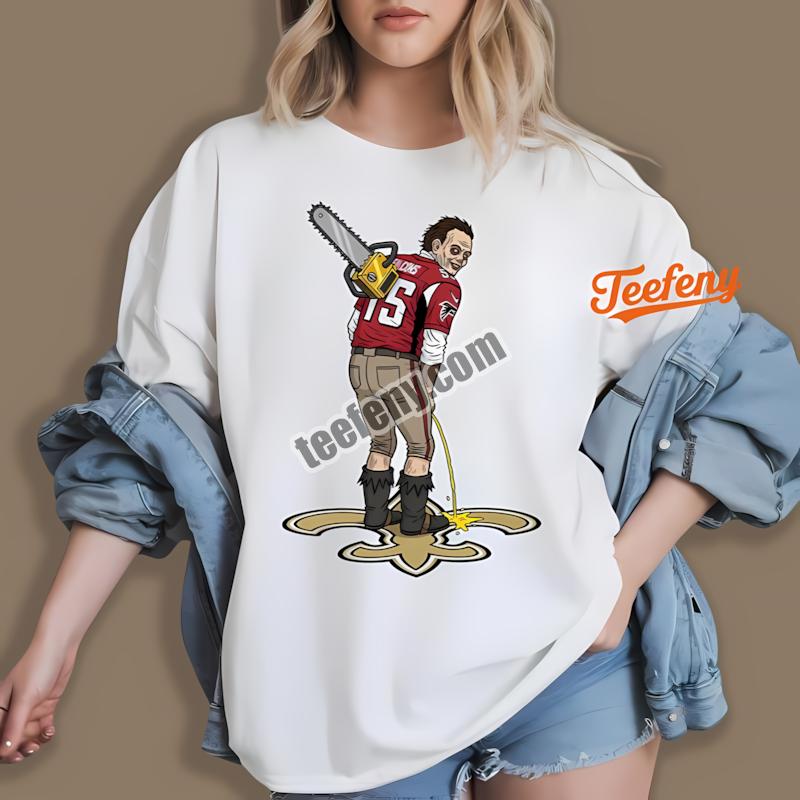 Atlanta Falcons Leatherface Peeing On Saints Rivalry Adults Shirt