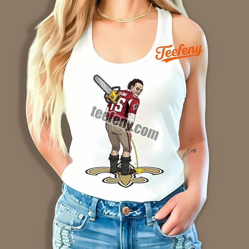 Atlanta Falcons Leatherface Peeing On Saints Rivalry Adults Tanktop Atlanta Falcons Leatherface Peeing On Saints Rivalry Adults Tanktop