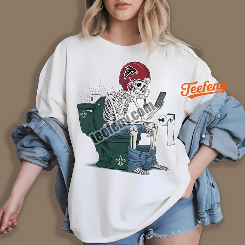 Atlanta Falcons Skeleton On Saints Toilet Funny Rivalry Shirt