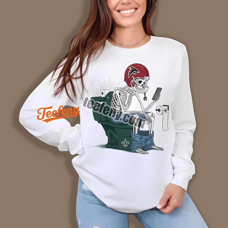 Atlanta Falcons Skeleton On Saints Toilet Funny Rivalry Long Sleeve Atlanta Falcons Skeleton On Saints Toilet Funny Rivalry Long Sleeve