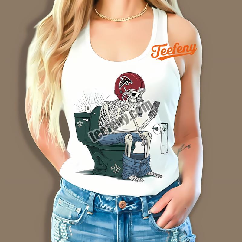 Atlanta Falcons Skeleton On Saints Toilet Funny Rivalry Tanktop Atlanta Falcons Skeleton On Saints Toilet Funny Rivalry Tanktop