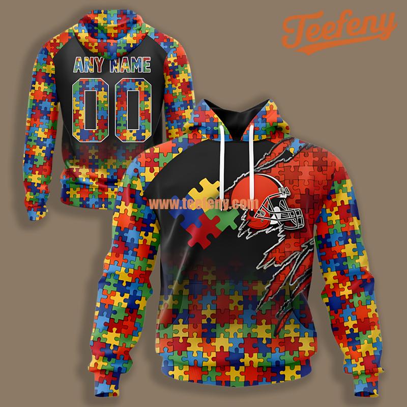 Autism Awareness Day Cleveland Browns Orange 3D Hoodie
