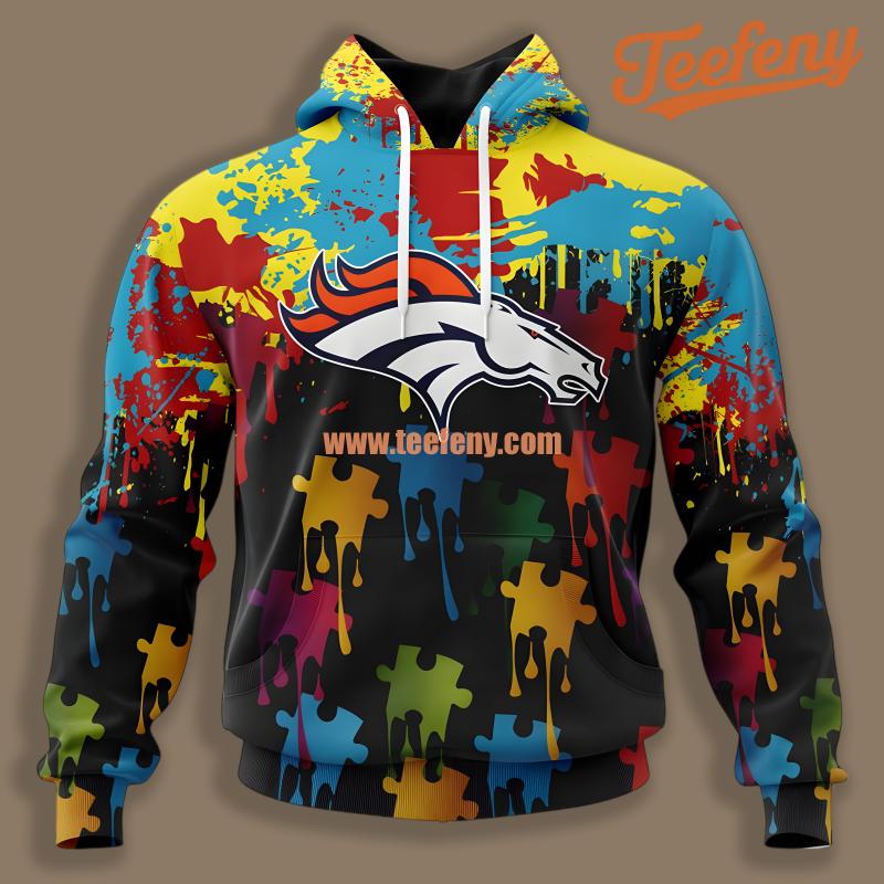 Autism Awareness Denver Broncos Blue 3D Hoodie