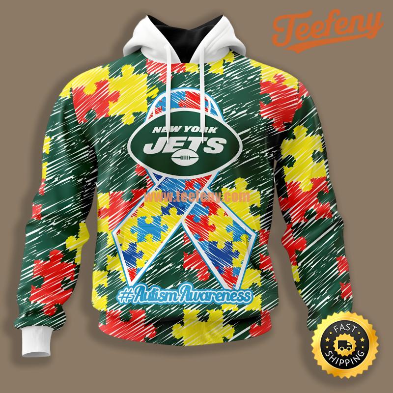 Autism Awareness Puzzle Ribbon Miami Dolphins Blue White 3D Hoodie