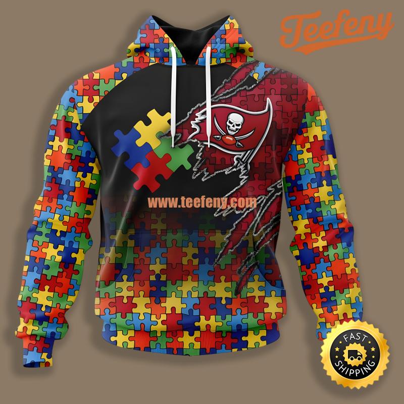 Autism Awareness Tampa Bay Buccaneers Red Black 3D Hoodie