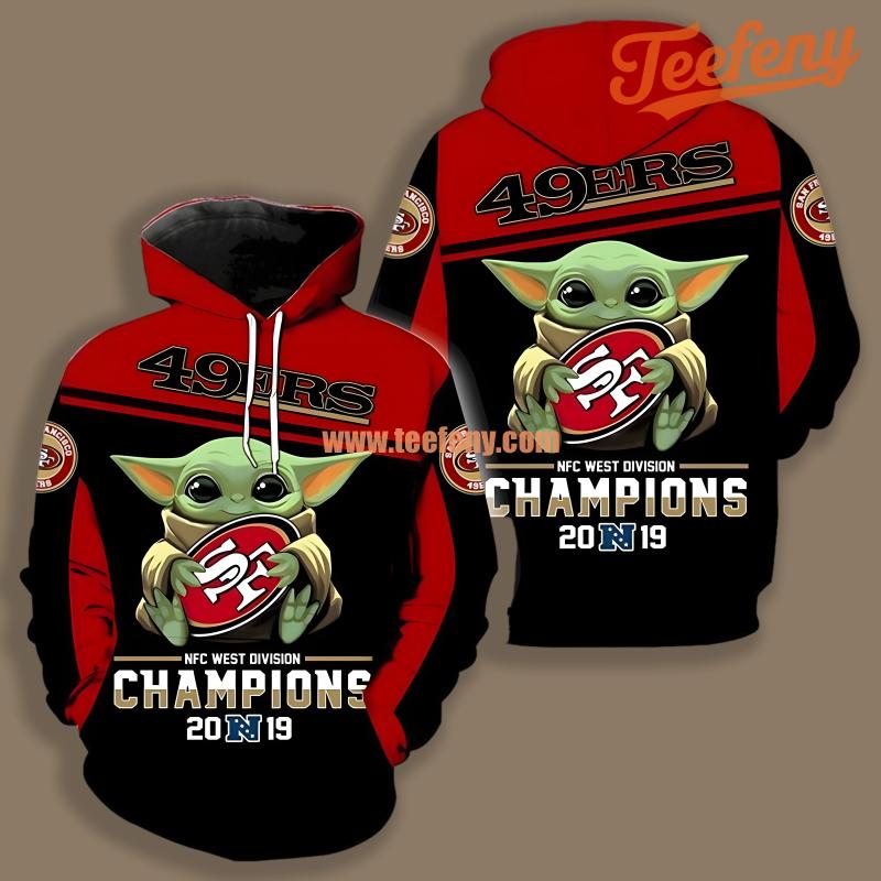 Baby Yoda San Francisco 49Ers Red Black 3D Hoodie