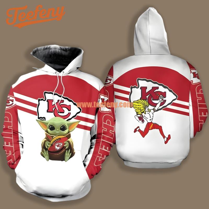 Baby Yoda Star Wars Kansas City Chiefs Red White 3D Hoodie