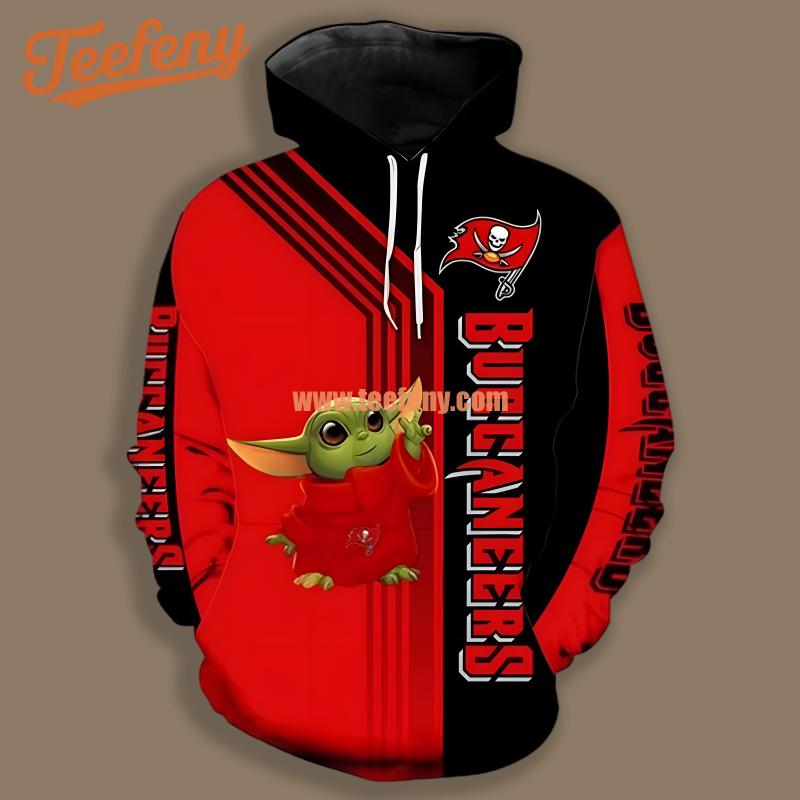 Baby Yoda Tampa Bay Buccaneers Red Black 3D Hoodie