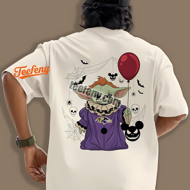 Baltimore Ravens Baby Yoda Pennywise Halloween Trendy Shirt