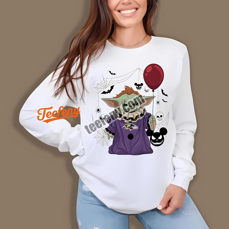 Baltimore Ravens Baby Yoda Pennywise Halloween Trendy Long Sleeve Baltimore Ravens Baby Yoda Pennywise Halloween Trendy Long Sleeve