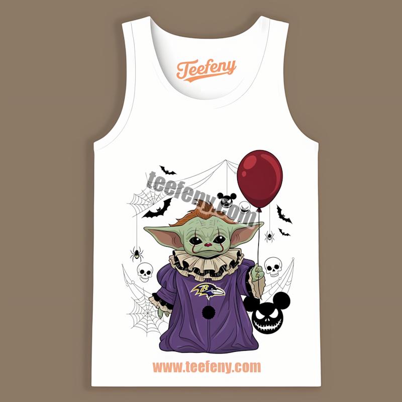 Baltimore Ravens Baby Yoda Pennywise Halloween Trendy Tanktop Baltimore Ravens Baby Yoda Pennywise Halloween Trendy Tanktop