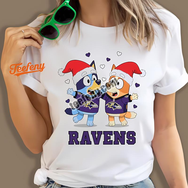 Baltimore Ravens Bluey Bingo Christmas Dancing Statement Shirt