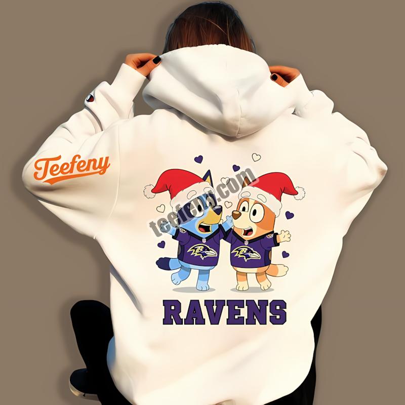 Baltimore Ravens Bluey Bingo Christmas Dancing Statement Hoodie Baltimore Ravens Bluey Bingo Christmas Dancing Statement Hoodie