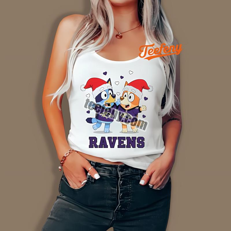 Baltimore Ravens Bluey Bingo Christmas Dancing Statement Tanktop Baltimore Ravens Bluey Bingo Christmas Dancing Statement Tanktop