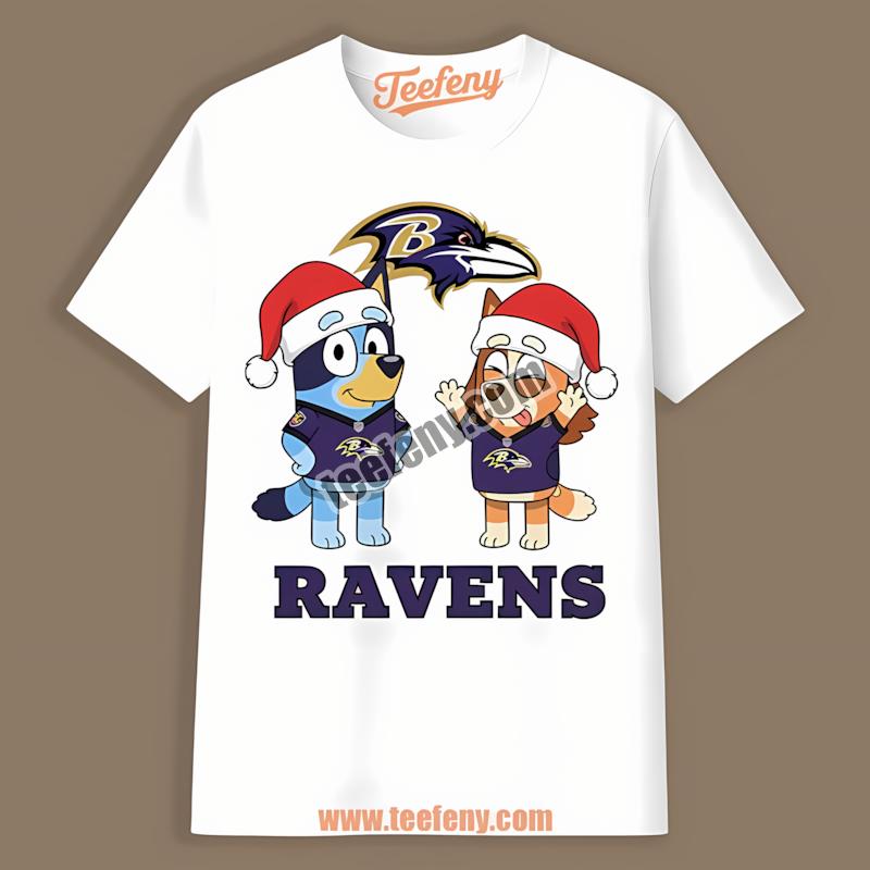 Baltimore Ravens Bluey Bingo Christmas Regular Shirt