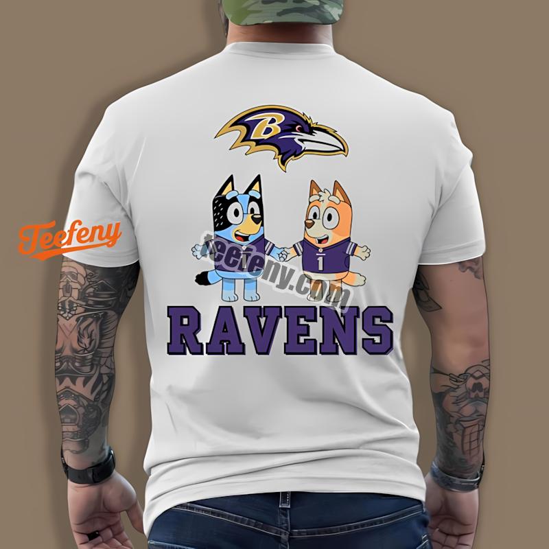 Baltimore Ravens Bluey Bingo Holding Hands Soft Shirt