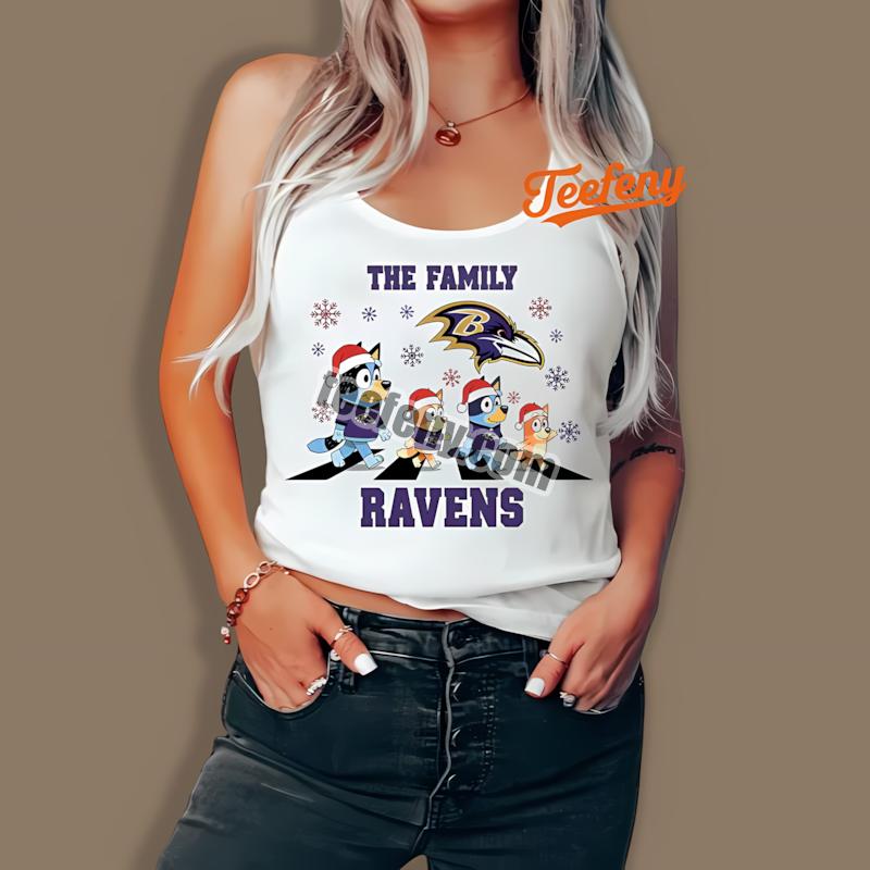 Baltimore Ravens Bluey Family Christmas Snowflake Graphic Tanktop Baltimore Ravens Bluey Family Christmas Snowflake Graphic Tanktop