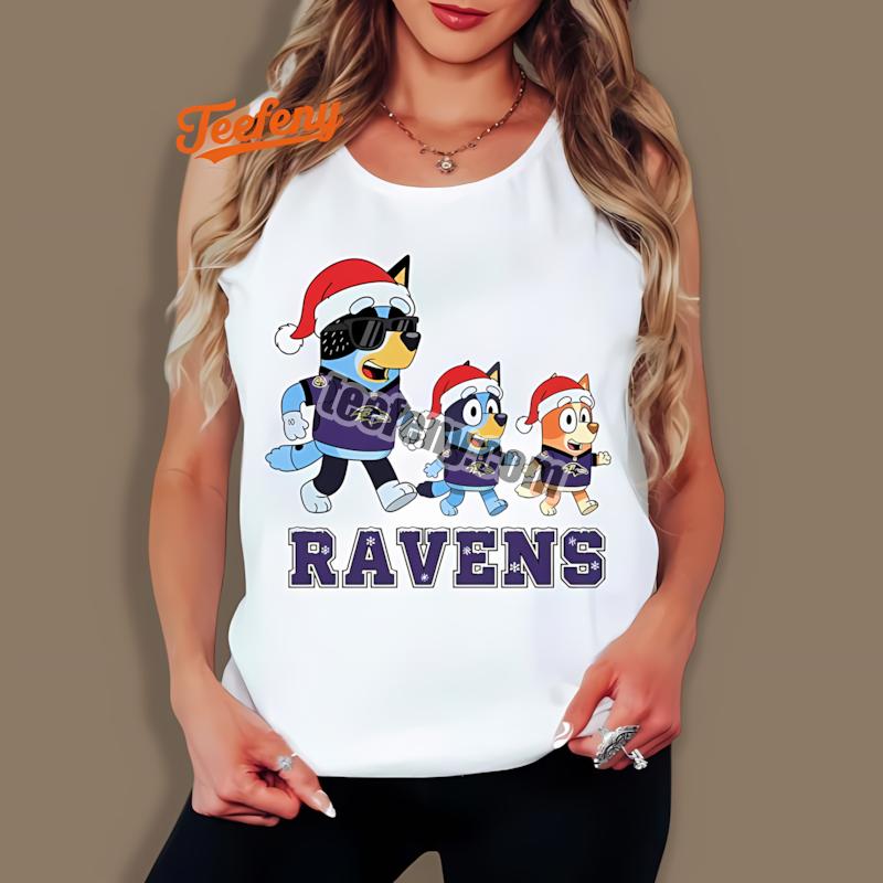 Baltimore Ravens Bluey Family Santa Hat Christmas Parade Tanktop Baltimore Ravens Bluey Family Santa Hat Christmas Parade Tanktop