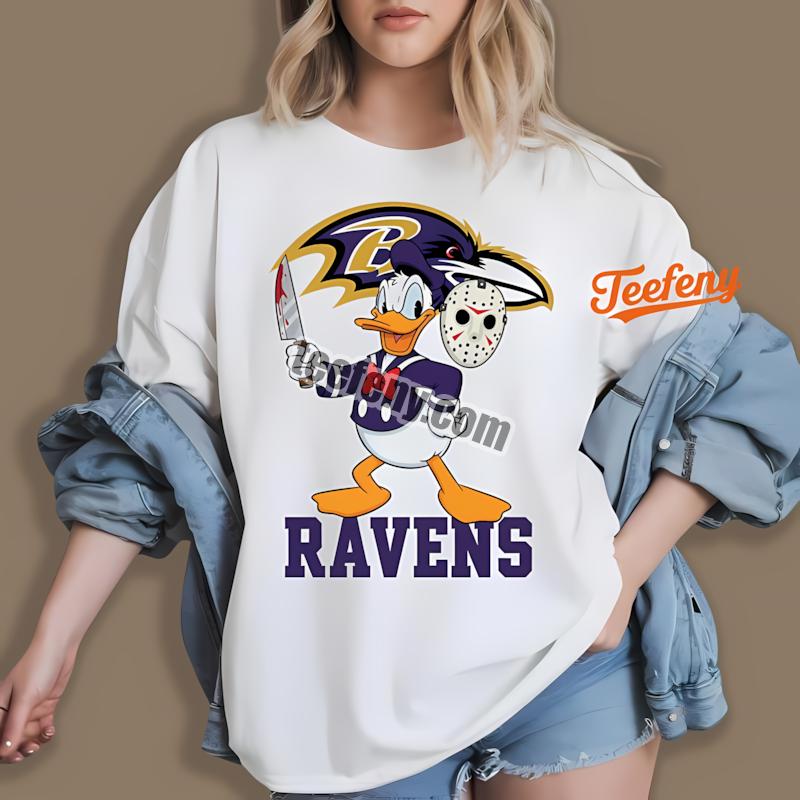 Baltimore Ravens Donald Duck Jason Mask Halloween Shirt