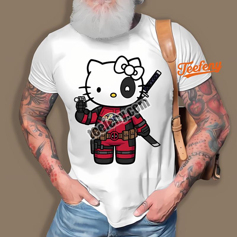 Baltimore Ravens Hello Kitty Deadpool Printed Shirt