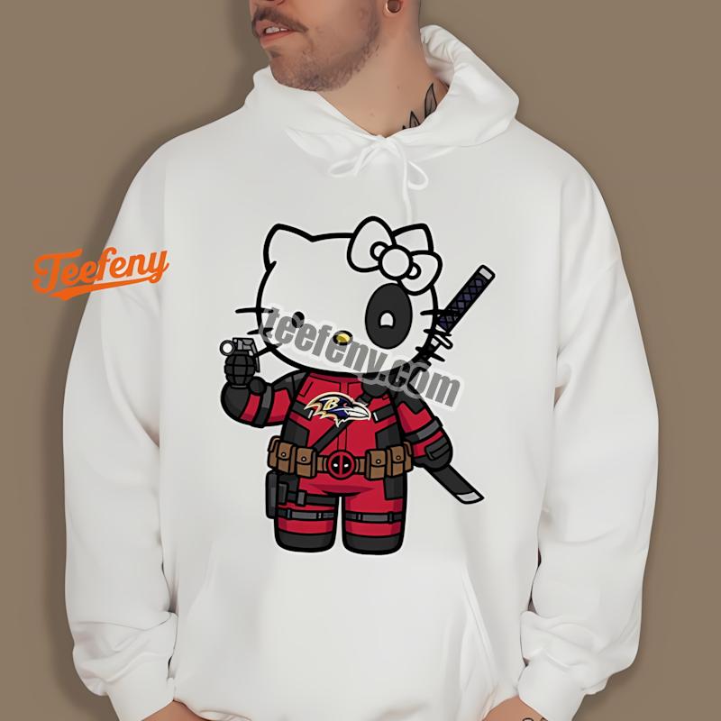 Baltimore Ravens Hello Kitty Deadpool Printed Hoodie Baltimore Ravens Hello Kitty Deadpool Printed Hoodie