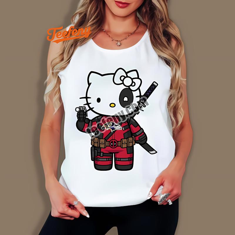Baltimore Ravens Hello Kitty Deadpool Printed Tanktop Baltimore Ravens Hello Kitty Deadpool Printed Tanktop