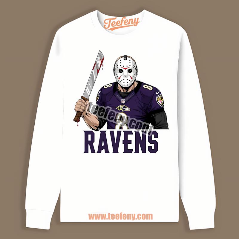 Baltimore Ravens Jason Voorhees Machete Horror Football Long Sleeve Baltimore Ravens Jason Voorhees Machete Horror Football Long Sleeve