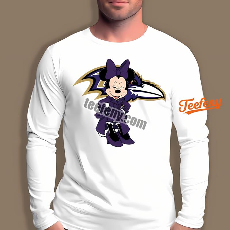 Baltimore Ravens Minnie Mouse Logo Fashion Long Sleeve Baltimore Ravens Minnie Mouse Logo Fashion Long Sleeve