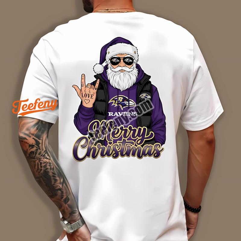 Baltimore Ravens Rock Santa Merry Christmas Cotton Shirt