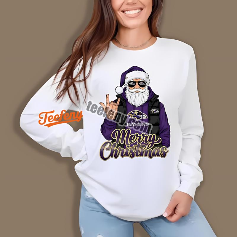 Baltimore Ravens Rock Santa Merry Christmas Cotton Long Sleeve Baltimore Ravens Rock Santa Merry Christmas Cotton Long Sleeve