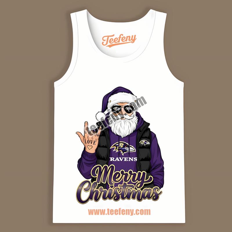 Baltimore Ravens Rock Santa Merry Christmas Cotton Tanktop Baltimore Ravens Rock Santa Merry Christmas Cotton Tanktop