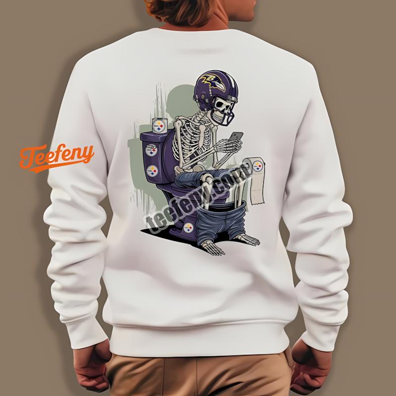 Baltimore Ravens Skeleton Toilet SLong Sleevelers Rivalry Shirt Baltimore Ravens Skeleton Toilet SLong Sleevelers Rivalry Shirt